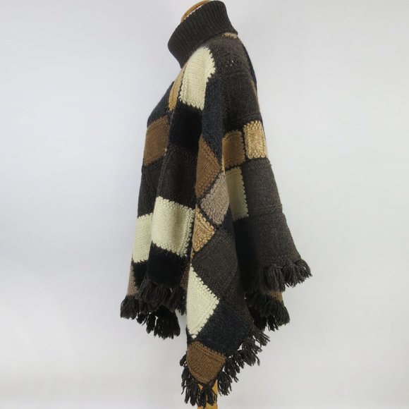 Ralph Lauren Hand Knit Granny Square Patchwork Poncho - Picture 6 of 8